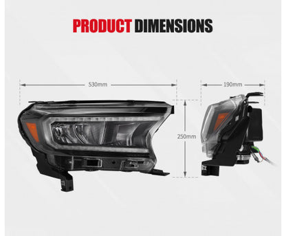 Headlights for Ford Ranger 2015-ON Wildtrak