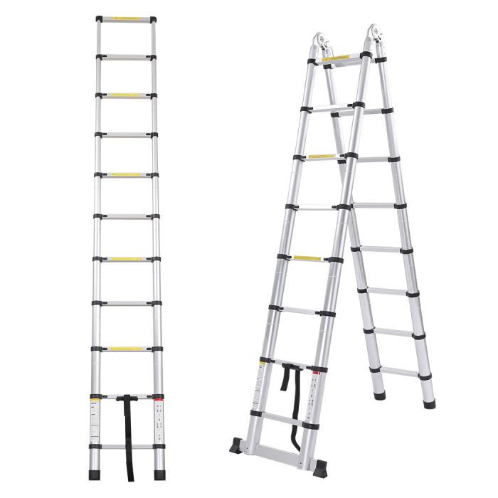 3.8m Multipurpose Telescopic Folding Ladder Aluminium Alloy Extension Steps
