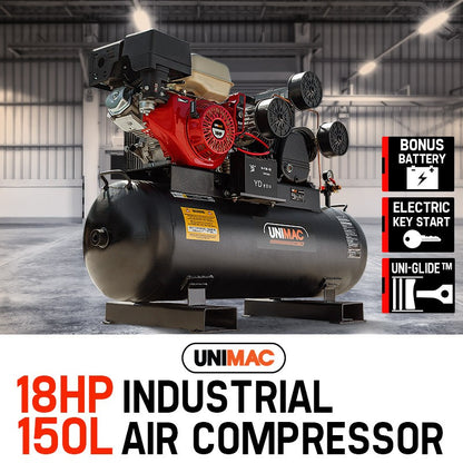 Commercial & Industrial Petrol Air Compressor 115PSI 150L 18HP