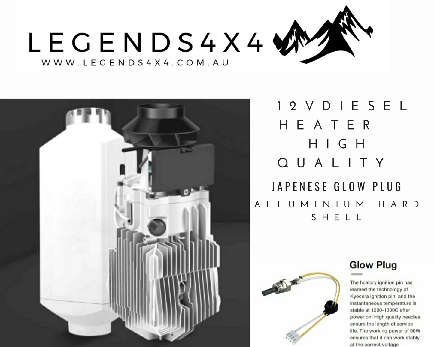 GEN III 12v Diesel Heater  High Quality Japanese Glow Plug Alluminium Hard Shell