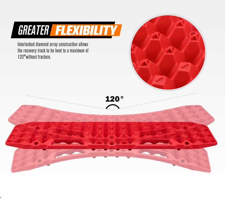 Pair 10T Off-Road 4WD 4X4 Recovery Tracks Red