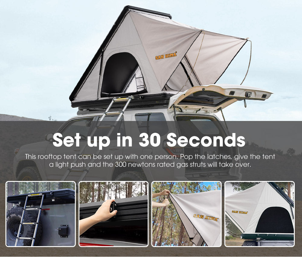 Roof Top Tent Hardshell With Roof Rack 3 Person + 130W Solar Panel
