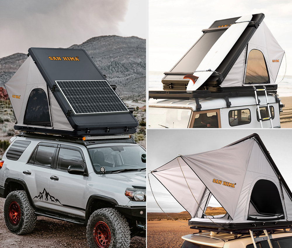 Roof Top Tent Hardshell With Roof Rack 3 Person + 130W Solar Panel