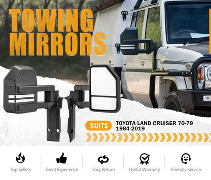 Extendable Towing Mirrors for Toyota LandCruiser 70 75 76 78 79 Series