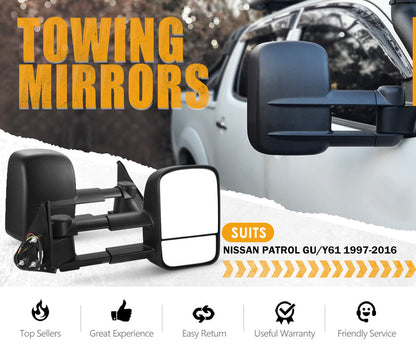 Extendable Towing Mirrors fit NISSAN PATROL GU Y61 97- 2016