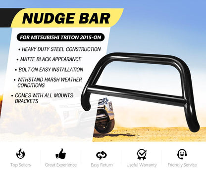 Nudge Bar 3" Stainless Steel Grille Guard For Mitsubishi Triton MQ OE