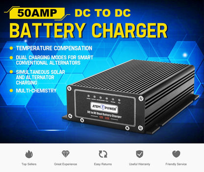 12V DC to DC 50A Battery Charger MPPT Dual Battery Isolator Solar